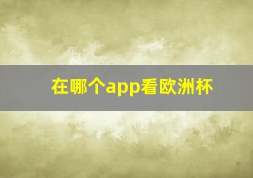 在哪个app看欧洲杯