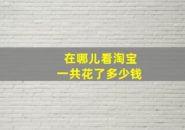 在哪儿看淘宝一共花了多少钱