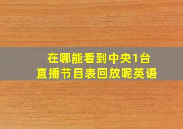 在哪能看到中央1台直播节目表回放呢英语