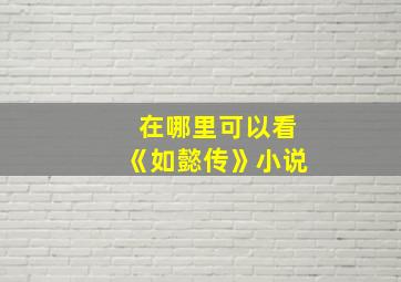 在哪里可以看《如懿传》小说