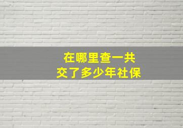 在哪里查一共交了多少年社保