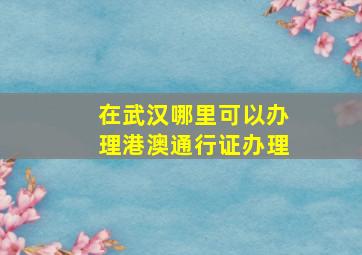 在武汉哪里可以办理港澳通行证办理