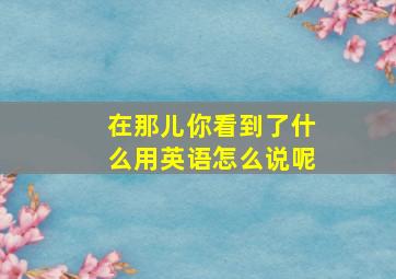 在那儿你看到了什么用英语怎么说呢