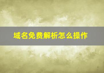 域名免费解析怎么操作