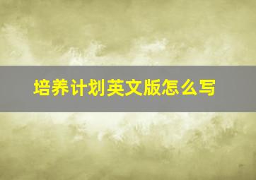 培养计划英文版怎么写