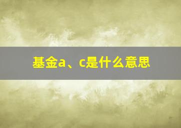 基金a、c是什么意思