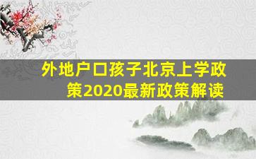 外地户口孩子北京上学政策2020最新政策解读