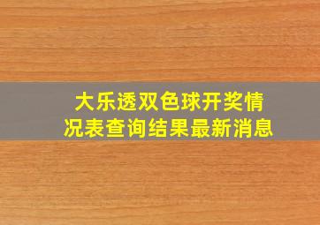 大乐透双色球开奖情况表查询结果最新消息