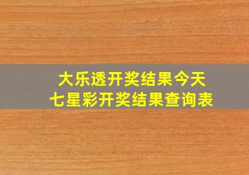 大乐透开奖结果今天七星彩开奖结果查询表