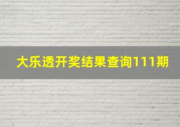 大乐透开奖结果查询111期