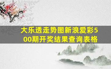 大乐透走势图新浪爱彩500期开奖结果查询表格