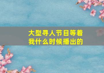 大型寻人节目等着我什么时候播出的