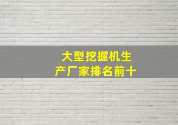 大型挖掘机生产厂家排名前十