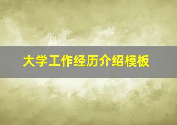 大学工作经历介绍模板