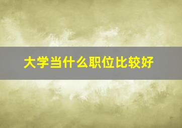 大学当什么职位比较好