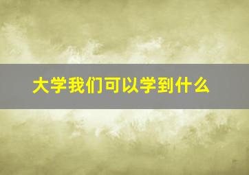 大学我们可以学到什么