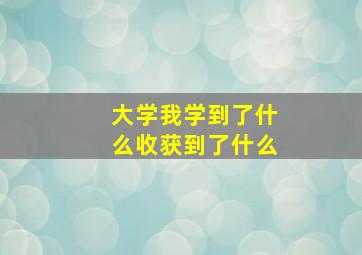 大学我学到了什么收获到了什么