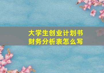 大学生创业计划书财务分析表怎么写