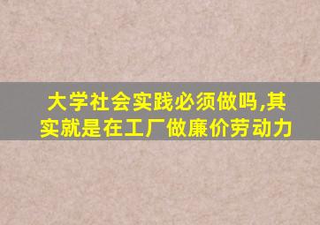 大学社会实践必须做吗,其实就是在工厂做廉价劳动力