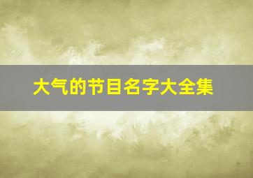 大气的节目名字大全集