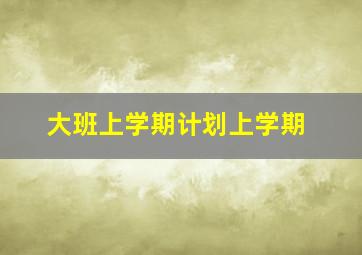 大班上学期计划上学期