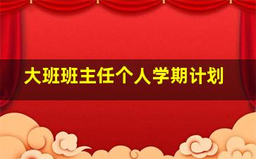 大班班主任个人学期计划