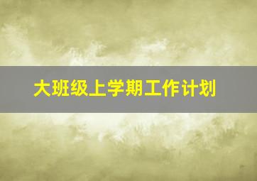 大班级上学期工作计划