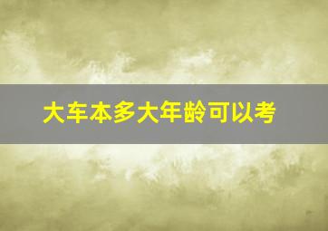 大车本多大年龄可以考