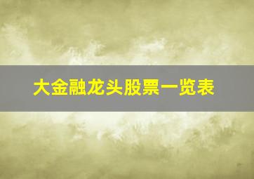 大金融龙头股票一览表