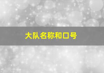 大队名称和口号