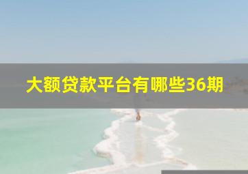 大额贷款平台有哪些36期