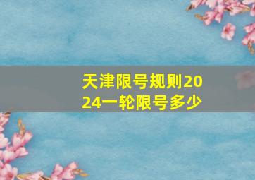 天津限号规则2024一轮限号多少