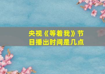 央视《等着我》节目播出时间是几点