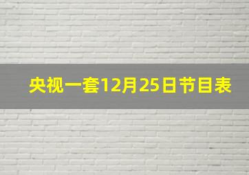 央视一套12月25日节目表