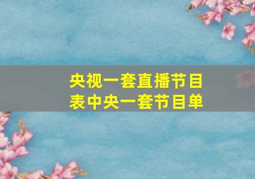 央视一套直播节目表中央一套节目单