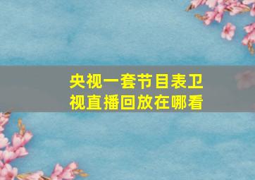 央视一套节目表卫视直播回放在哪看