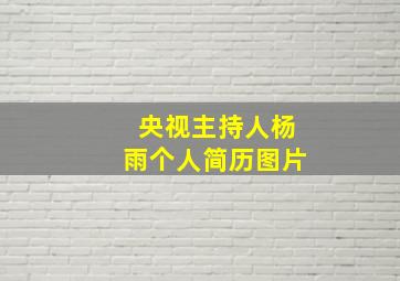 央视主持人杨雨个人简历图片