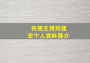 央视主持刘建宏个人资料简介