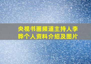 央视书画频道主持人李晔个人资料介绍及图片