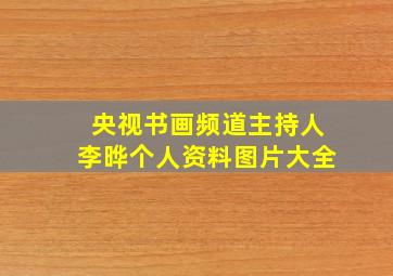 央视书画频道主持人李晔个人资料图片大全