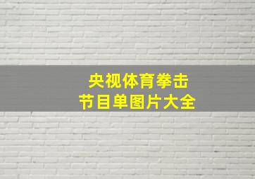 央视体育拳击节目单图片大全