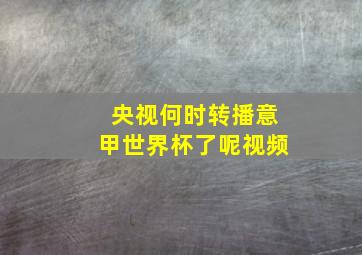 央视何时转播意甲世界杯了呢视频