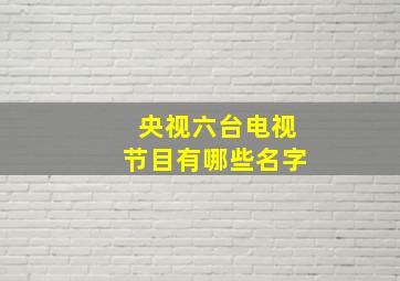 央视六台电视节目有哪些名字