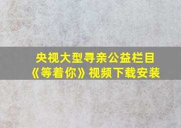 央视大型寻亲公益栏目《等着你》视频下载安装