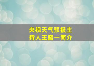 央视天气预报主持人王蓝一简介