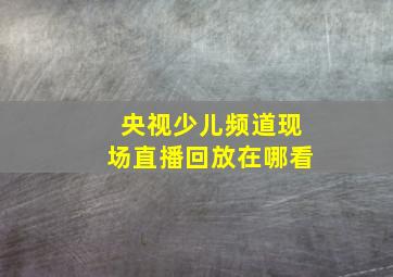 央视少儿频道现场直播回放在哪看