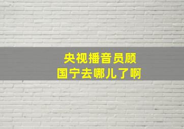 央视播音员顾国宁去哪儿了啊