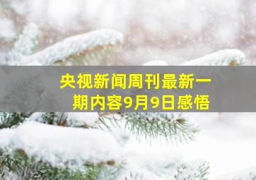 央视新闻周刊最新一期内容9月9日感悟