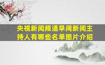 央视新闻频道早间新闻主持人有哪些名单图片介绍