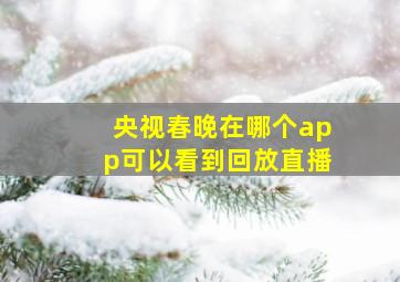 央视春晚在哪个app可以看到回放直播